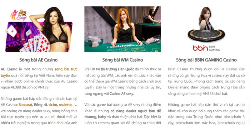 Casino cung cấp đa dạng trò chơi hấp dẫn với các sảnh game uy tín